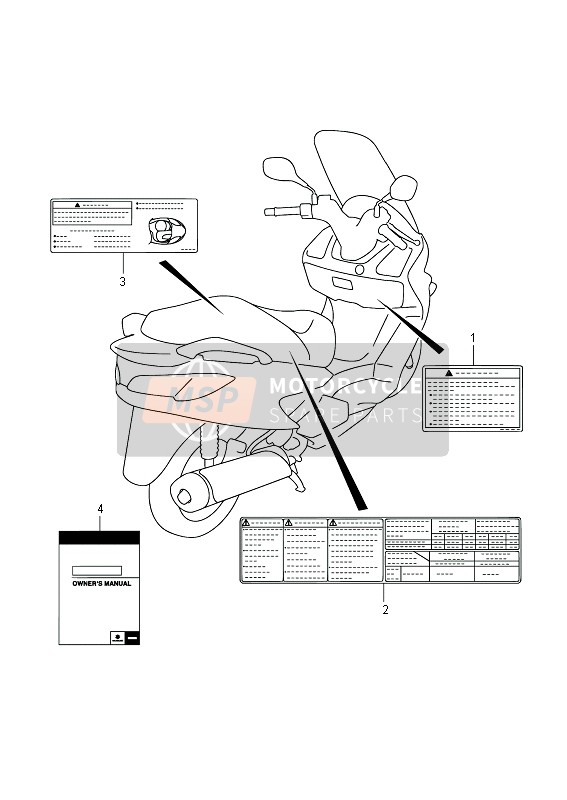 Suzuki UH125A BURGMAN 2014 Label (UH125 E02) for a 2014 Suzuki UH125A BURGMAN